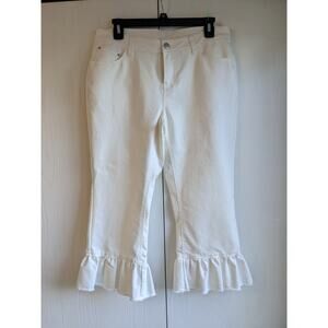 JW Styles Women's White Flare Leg Capri Jeans Size 4